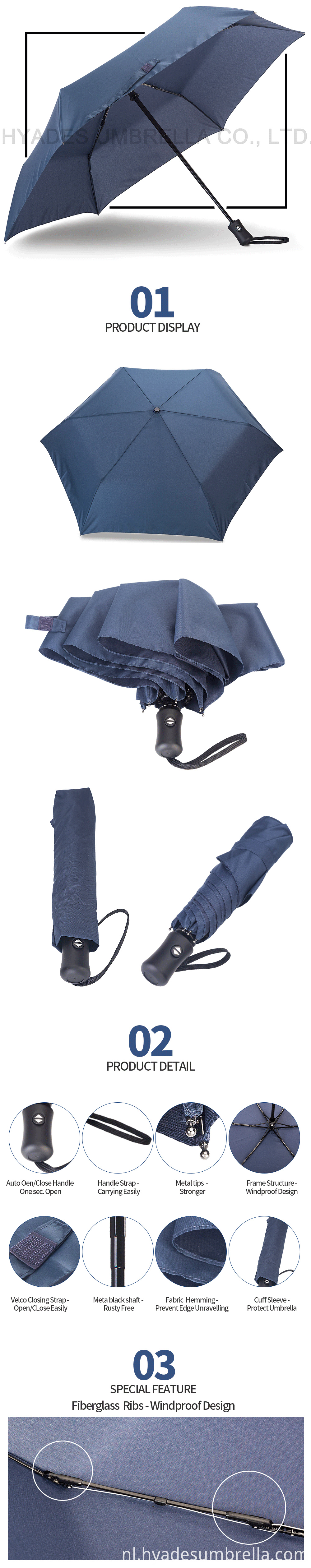 Navy automatisch openen en sluiten van paraplu Navy auto open and close umbrella